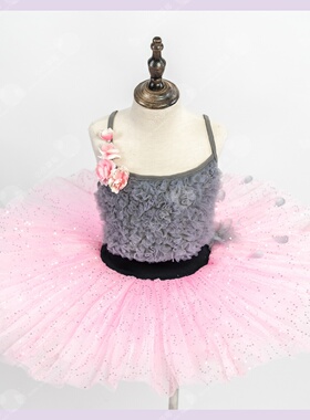 花仙子粉色简易灰色芭蕾舞裙儿童纱裙女黄色成人tutu裙群舞体操服