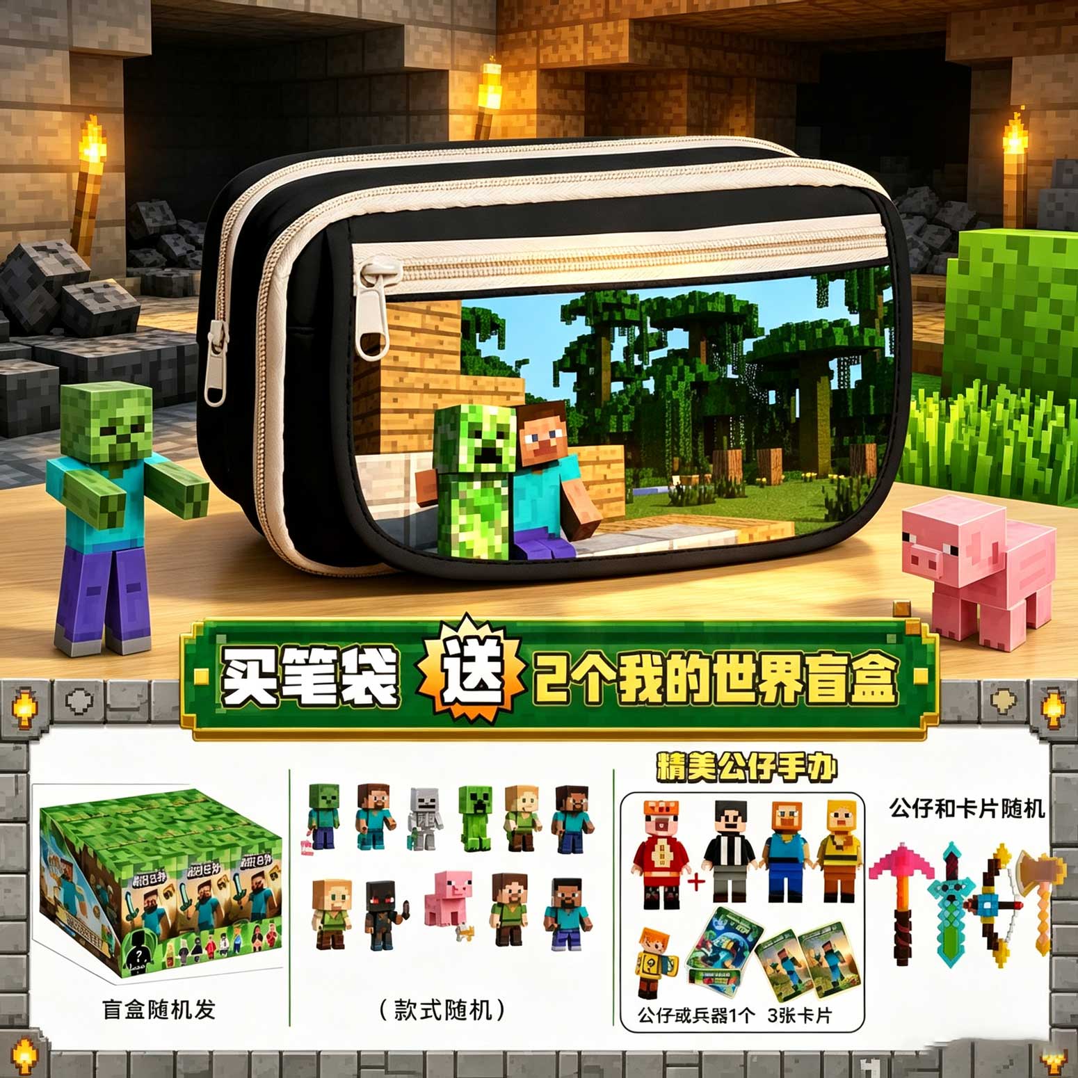 我的世界多层大容量笔袋送盲盒图片