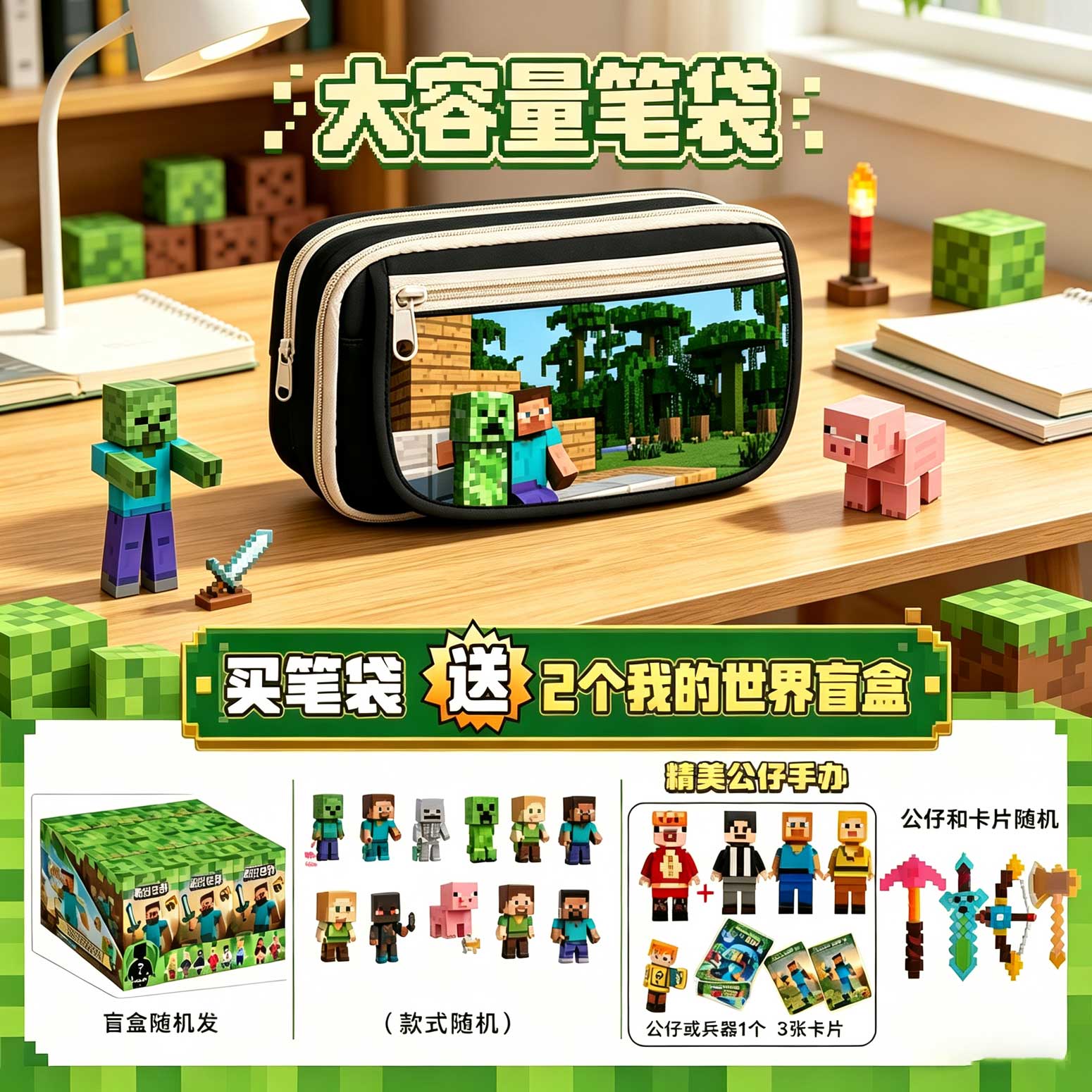 我的世界大容量多层笔袋送盲盒图片