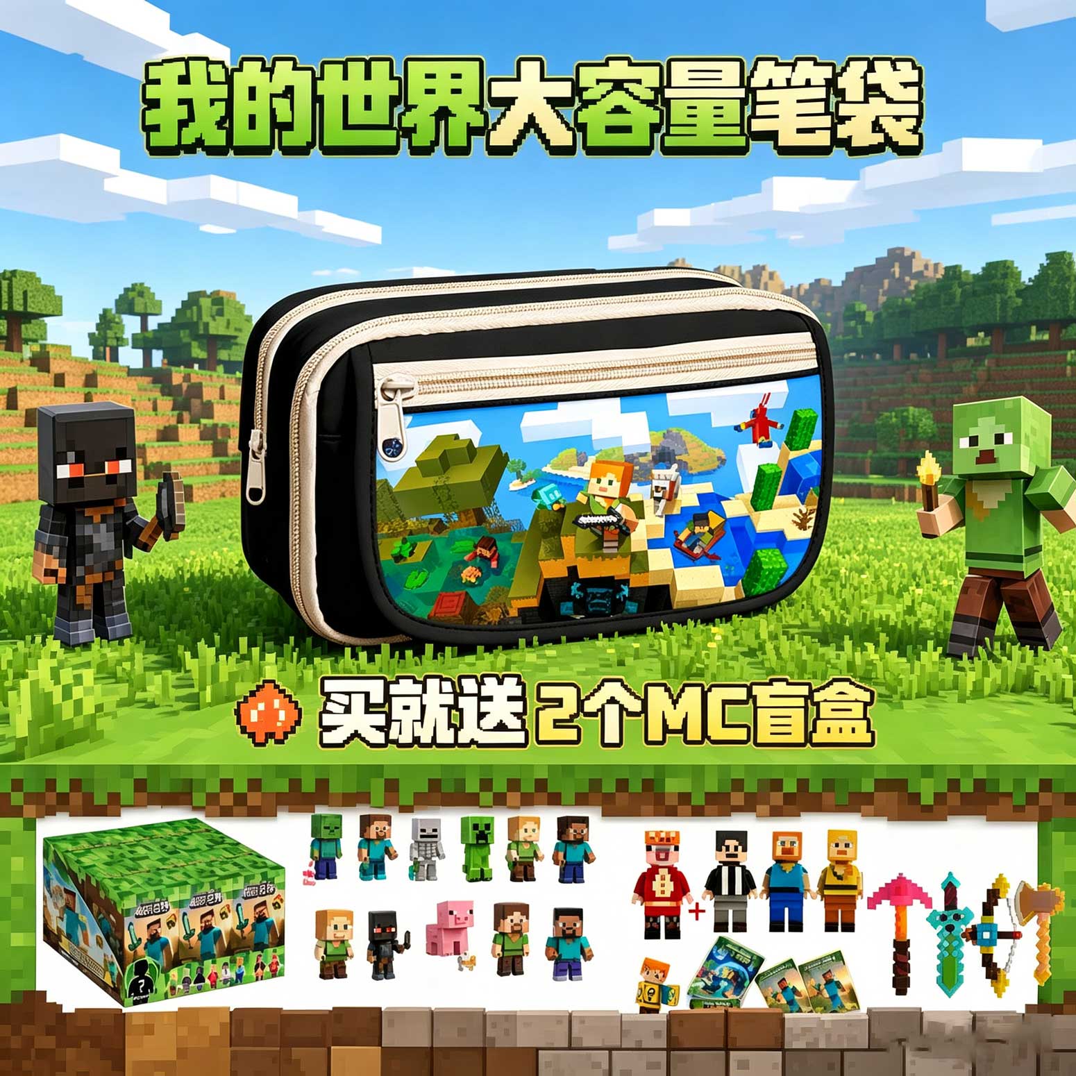 我的世界大容量多层笔袋送盲盒图片