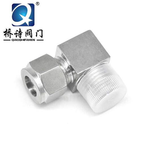 304不锈钢卡套弯头 直角弯头终端接头 外丝直角M10 M14 &Phi;8 &P