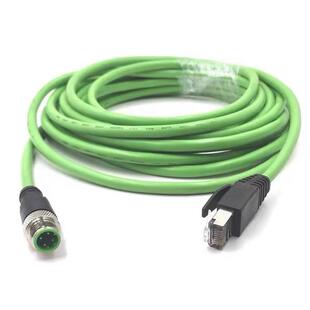 M12连接器转RJ45水晶头 4芯8芯工业相机以太网线超五类柔性