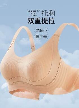 内衣女大胸显小胸聚拢无钢圈固定杯零感舒适提拉上托防下垂文胸罩