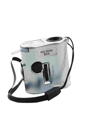 迷你型60倍放大镜珠宝玉器鉴定钱币印刷网点放大镜带灯可验钞9592