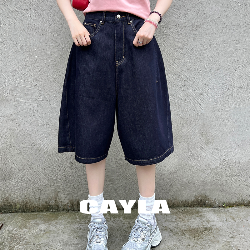 CAYLA天丝弯刀牛仔五分裤