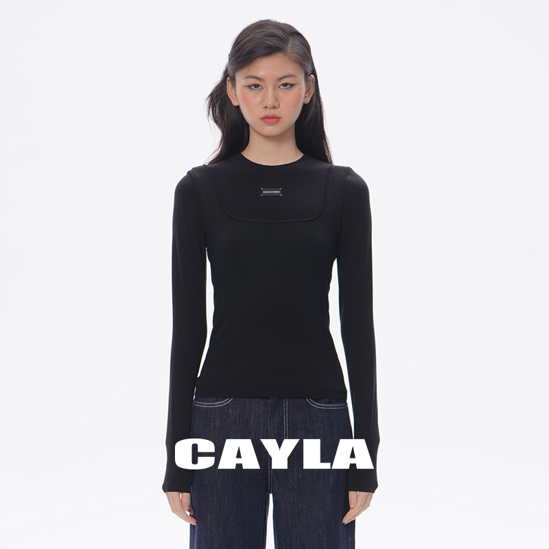 CAYLA蚕丝长袖正肩T恤