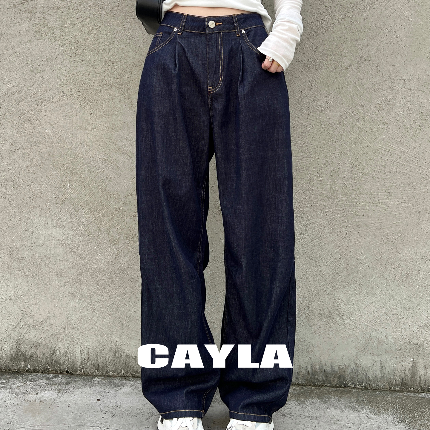 CAYLA轻薄天丝前褶小弯刀裤