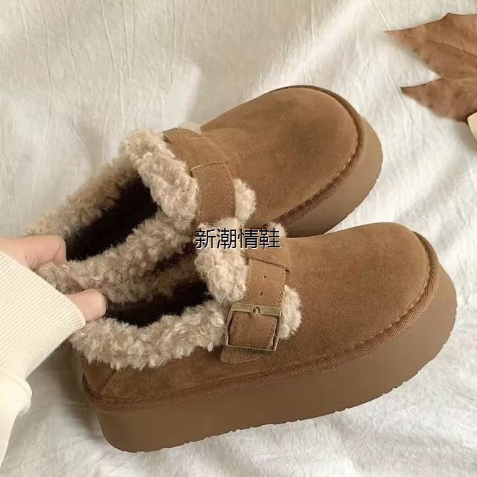 情荐潮流厚底加绒勃肯鞋