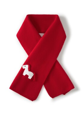 2026情荐潮流100纯山羊绒男女同款围巾新年红生肖小马刺绣工艺