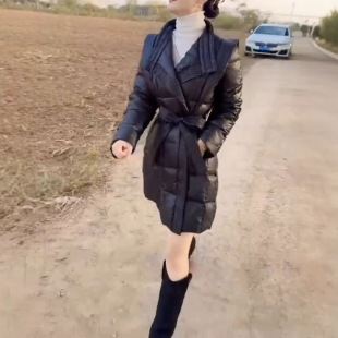 日本george melis冬季新款时尚收腰显瘦中长款保暖棉服外套女