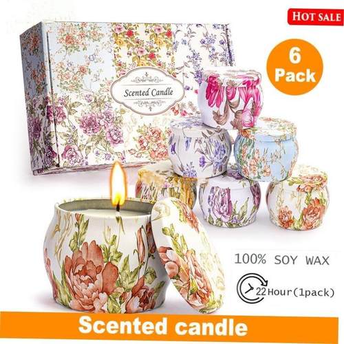 6Pcs Scented candles natural Soy Wax Christmas Essential oil