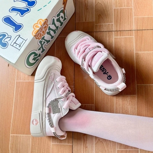 【夏之光同款】奇安达帆布鞋女款底增高5CM厚底休闲鞋百搭板鞋男