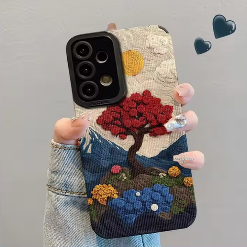 油画玫瑰花朵A54适用三星Galaxy A53手机壳A52S 竖纹 A73全包s22plus软A33创意s23ultra