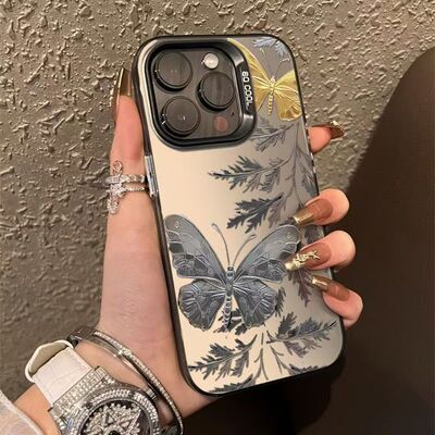 s25ultra蝴蝶花叶适用三星S24手机壳彩银Galaxy彩银S24ULTRA创意S23+ note20清新
