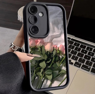 粉色玫瑰s22plus防摔s23ultra适用三星Galaxy A53手机壳A52S高颜值 A73全包A72软s21FE新款女