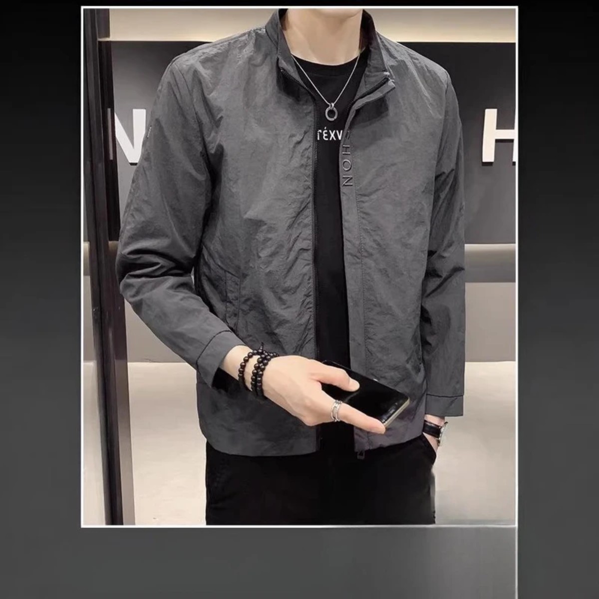 Faith时尚精品男装秋季夹克外套男潮牌立领绣花字母春秋休闲衣服