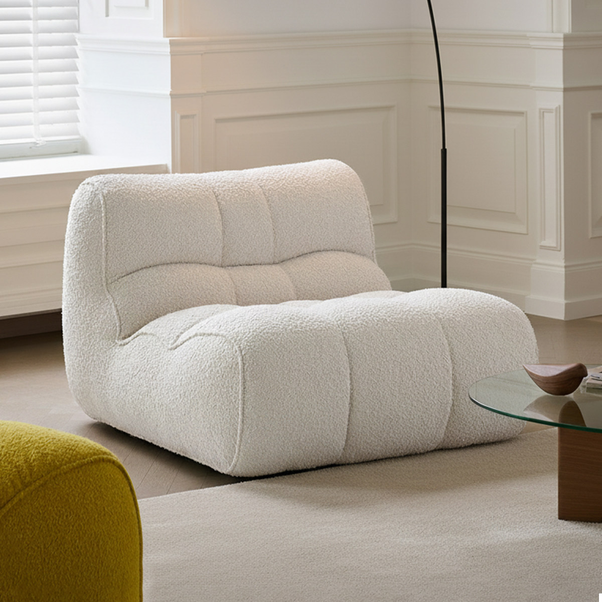 逢野/汪汪单人沙发奶油风阳台客厅现代简约休闲懒人布艺沙发椅子