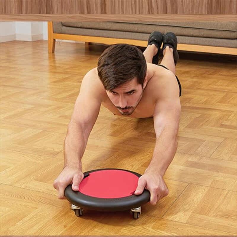 沃尔克滑行盘健身腹肌盘四轮滑盘家用练腹肌器材4轮款【黑红一只