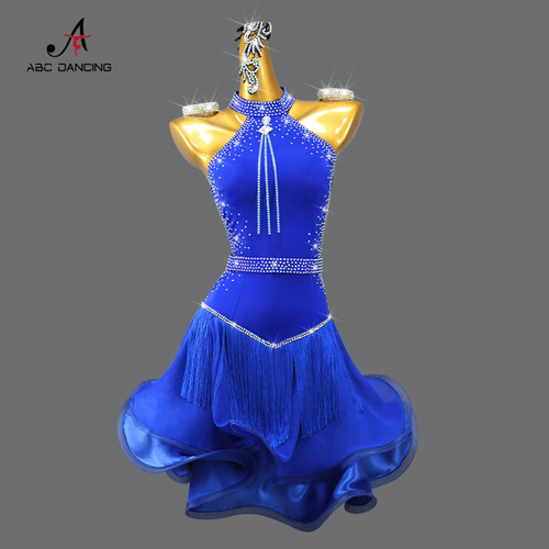ABCDancing专业蓝色拉丁舞赛服