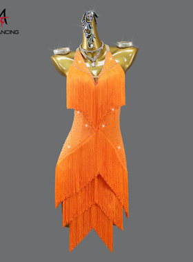 2026新款专业拉丁舞比赛表演出服装高级成人花服solo舞蹈台连衣裙