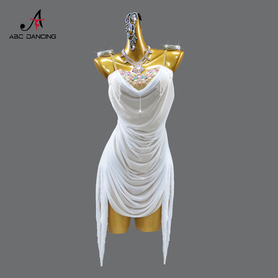 ABCDancing专业白色拉丁舞比赛服