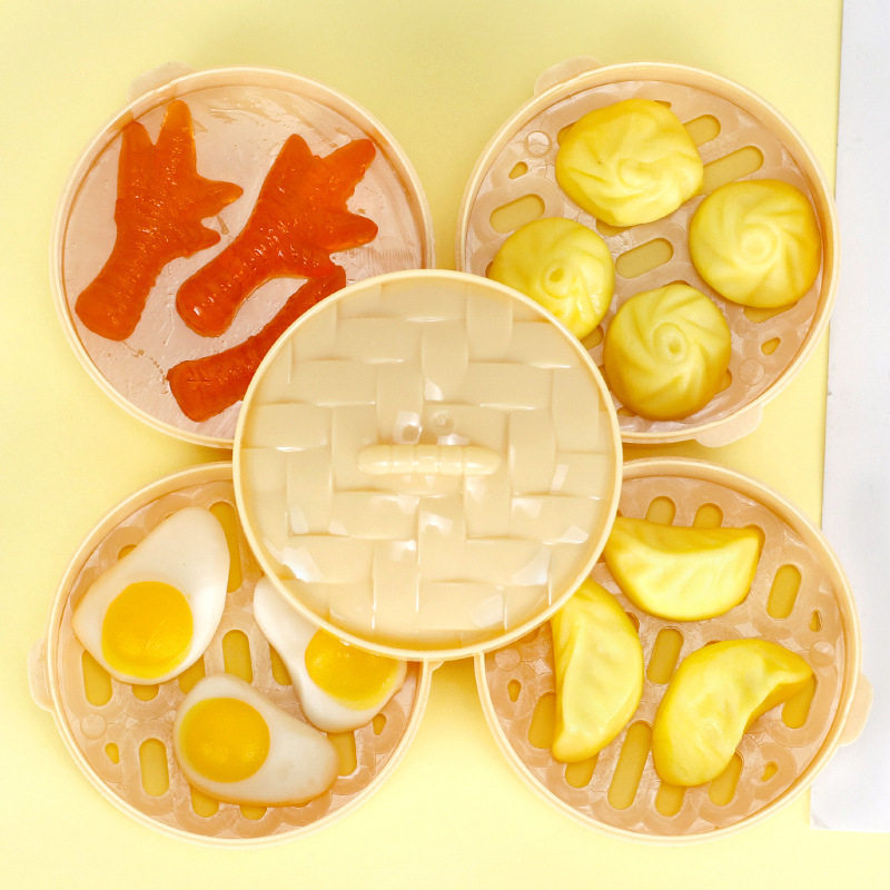 金稻谷迷你蒸笼 仿真点心软糖 橡皮糖儿童零食过家家玩具糖果
