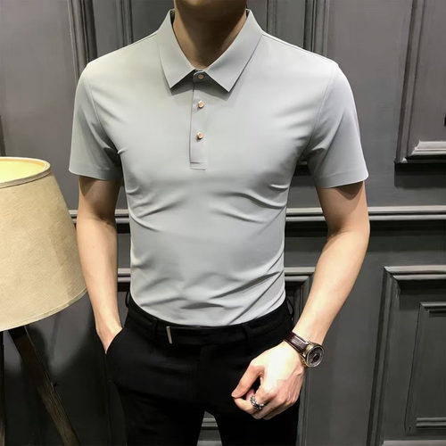 无痕压胶冰丝速干男士短袖POLO衫