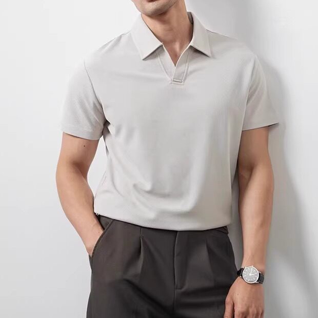 polo衫男短袖夏季翻领新款t恤修身休闲高级商务冰丝凉感上衣男装