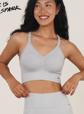 她是火花SIAS 无缝织V领背心 肩带调节可外穿 健身瑜伽运动内衣女