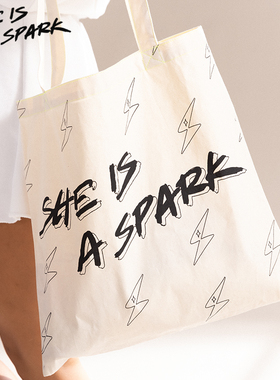 她是火花SIAS 周六野运动帆布包 可斜挎轻便时尚大容量单肩环保袋