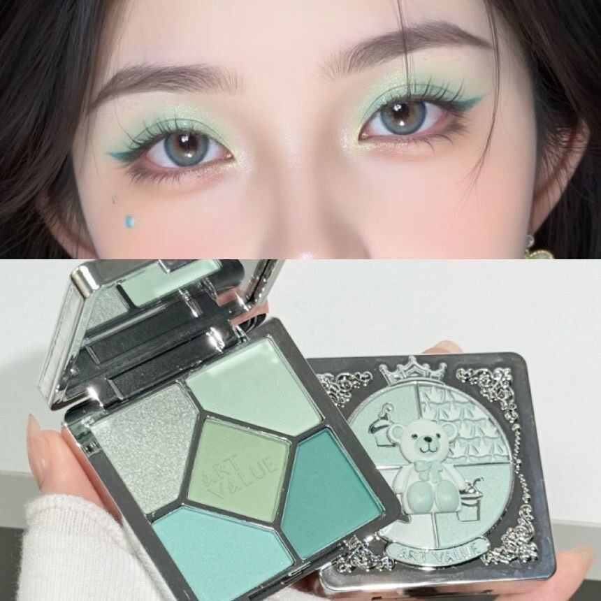 绿野仙踪~新中式夏日清凉感薄荷绿烟熏五色眼影打底珠光截断眼妆