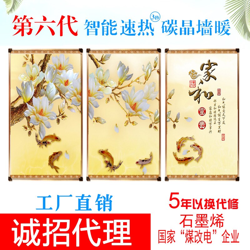 石墨烯取暖器碳晶墙暖壁画电暖器程电热板壁挂式家用速热电暖画工