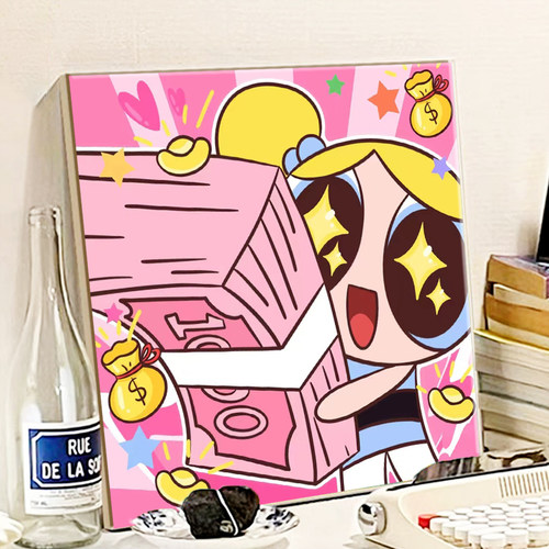 飞天小女警数字油画diy多巴胺