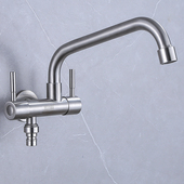 阳台304不锈钢一进二出拖把池拖布池单冷家用洗衣机水龙头带喷枪