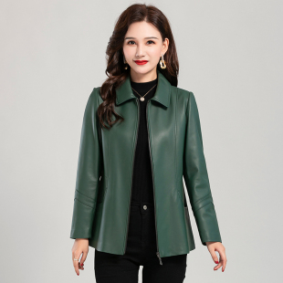2025秋冬新款海宁真皮皮衣女中年妈妈修身外套绵羊皮夹克短款加绒