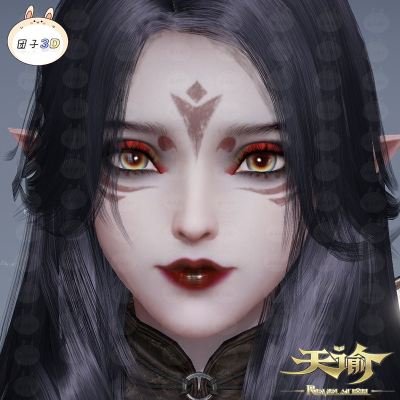 成女脸型【魔女】天谕手游捏脸数据恐怖惊悚玉虚灵珑炎天光刃通用
