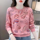 绝美印花圆领卫衣女春装 单穿长袖 上衣2026新款 时尚 宽松显瘦打底衫