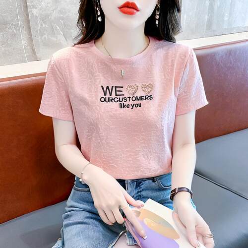 夏季纯棉别致短袖t恤女装上衣ins