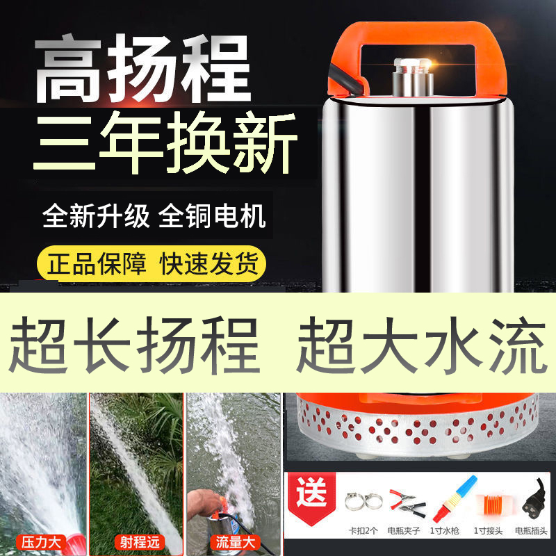 直流潜水泵电瓶12V24V48V60伏电动车家用小型抽水泵农用灌溉 抽水