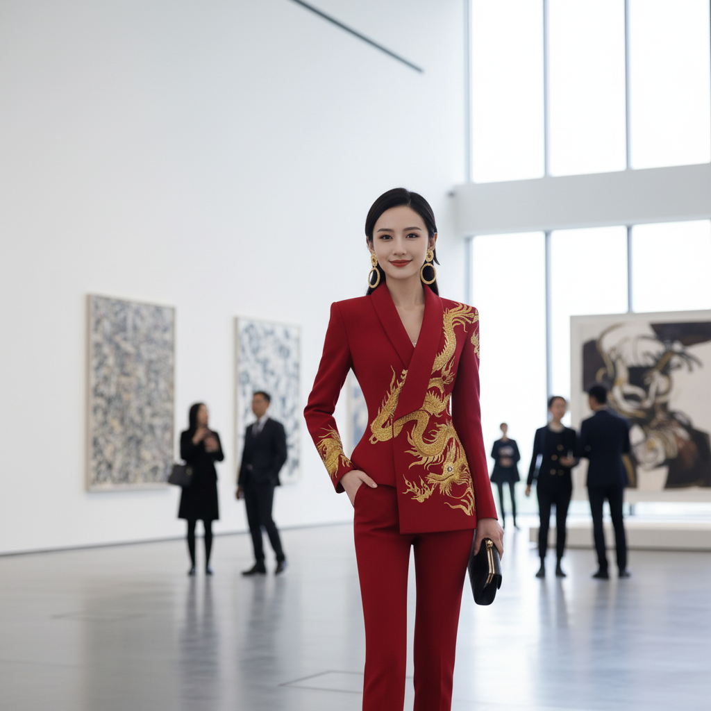 金龙刺绣长袖常规款中国风女西装中式大气演早春款修身