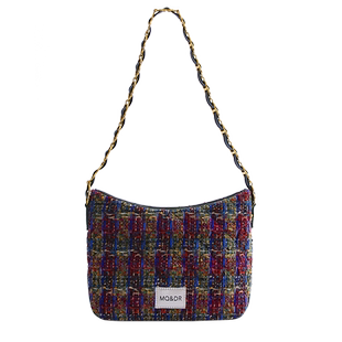 MQ&DR【圣诞雪落】原创设计链条腋下包女包2024新款格纹时尚单肩