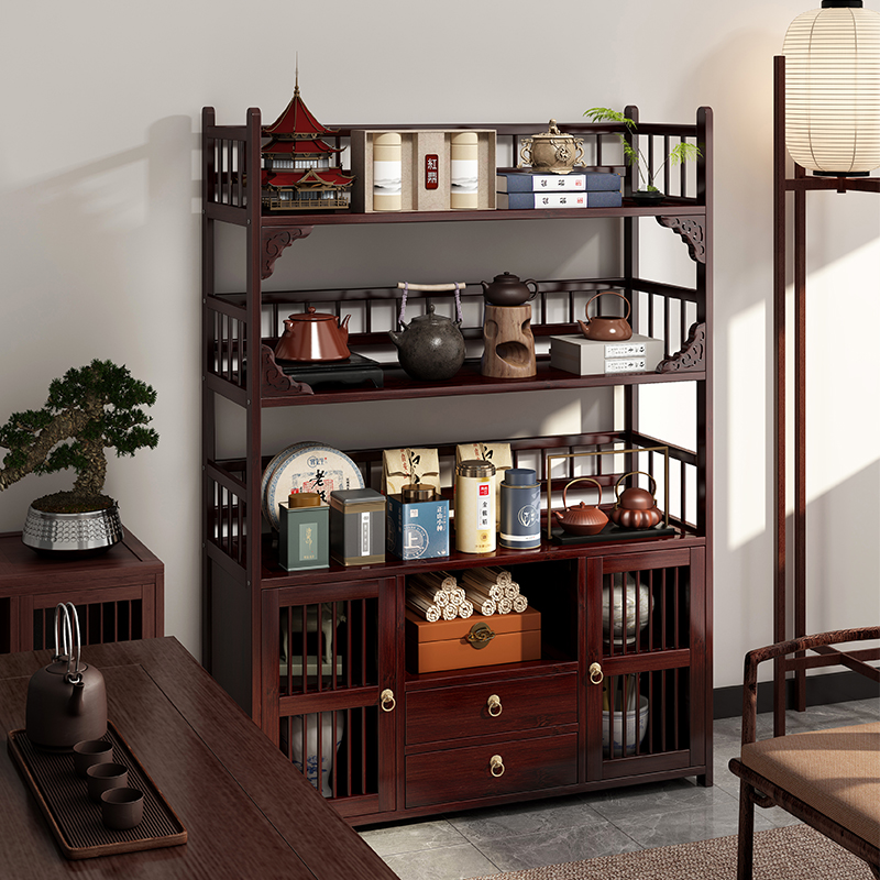 博古架家用茶柜置物架茶室茶叶放置架茶具展示架中式紫砂壶摆放架
