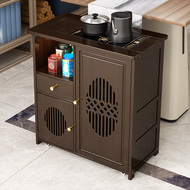 Bàn bên 2024 mới di động bàn trà phòng khách dành cho gia đình nhỏ ấm đun nước tích hợp bàn trà xe đẩy trà bằng gỗ không nguyên khối bàn trà độc đáo