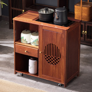 Bàn trà gỗ nguyên khối 2024 phong cách mới cửa hông có bàn trà nhỏ ấm đun nước tích hợp bàn trà sofa tủ trà bàn trà ban công