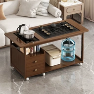 Bàn trà di động, bàn cà phê gia đình, bộ ấm trà gỗ nguyên khối, bộ bàn phụ hoàn chỉnh, phòng khách, căn hộ nhỏ, tủ trà đơn giản bàn trà ban công