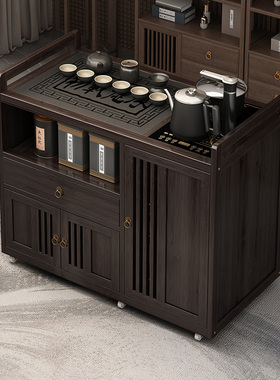 移动茶台小茶桌家用茶水柜带轮茶车功夫茶几烧水壶一体茶具盘套装