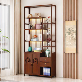 茶具置物架茶具收纳柜新中式 博古架家用陈列架客厅一体靠墙茶架子