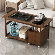 Bàn trà phòng khách 2024 bàn trà mới bộ trà bàn trà Bộ ghế sofa bên bàn gỗ không nguyên khối ban công di động xe đẩy trà bàn trà mặt đá chân sắt