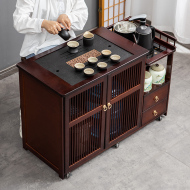 Bàn trà di động, xe đẩy trà gỗ nguyên khối gia đình, ấm đun nước, tủ trà tích hợp, bàn trà, bộ ấm trà, bộ khay trà bàn kim cương mặt đá