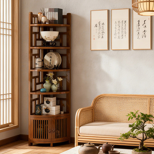 转角置物架客厅拐角三角展示柜